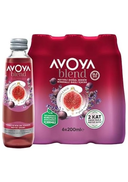 Avoya Blend Incir ve Lavanta Aromalı Maden Suyu, 6 Adet, 250 Mililitre