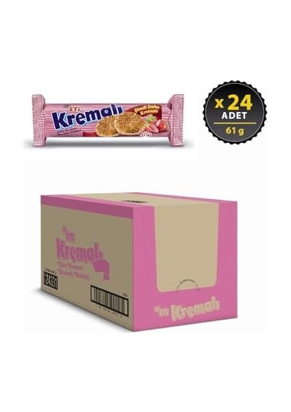 Eti Çilekli Kremalı Bisküvi 61 G x 24 Adet modelleri