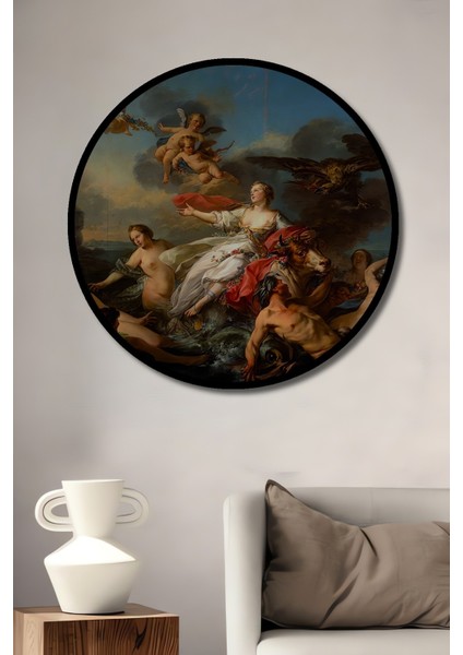 Dekoratif Ahşap Yuvarlak Çerçeve Görünümlü Tablo Meleklervezeus