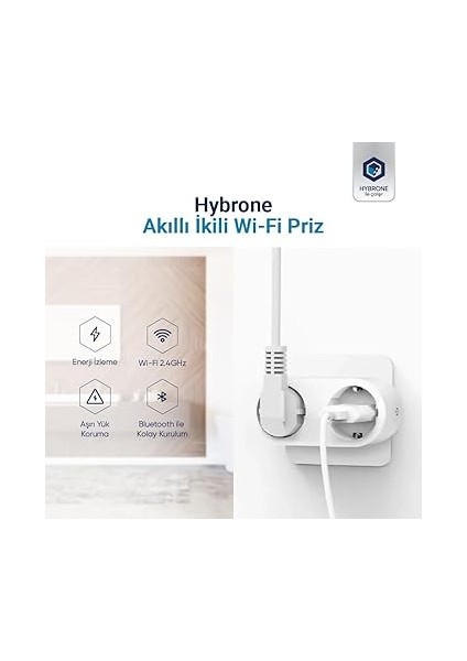 Akım Korumalı Ikili Wi-Fi Akıllı Priz, 16 Amper, Enerji Izleme, Çocuk Kilidi, Uygulama ile Uzaktan Kontrol fiyatları