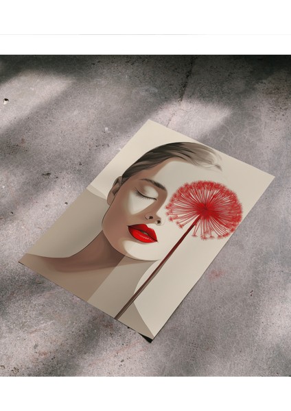 Çerçevesiz Poster, Dijital Baskı Soyut Kadın ve Çiçek Temalı Poster, Minimal, Ev, Ofis, Dekorasyon