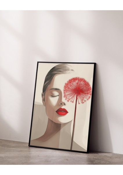 Çerçevesiz Poster, Dijital Baskı Soyut Kadın ve Çiçek Temalı Poster, Minimal, Ev, Ofis, Dekorasyon