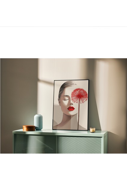 Çerçevesiz Poster, Dijital Baskı Soyut Kadın ve Çiçek Temalı Poster, Minimal, Ev, Ofis, Dekorasyon