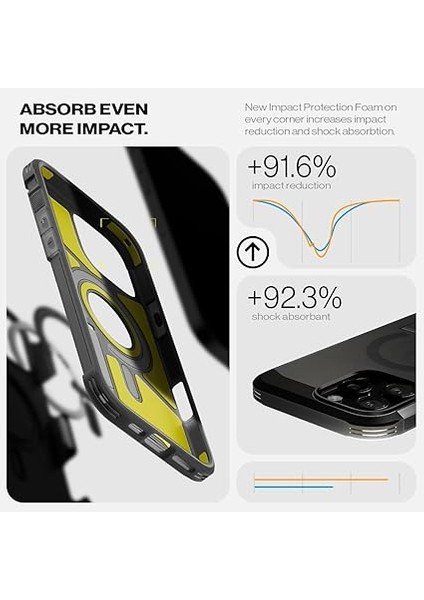 iPhone 16 Pro Max ile Uyumlu Ekstra Dayanıklı Magsafe Kılıf Tough Armor Ai Hava Kanalı Teknolojisi Askeri Sınıf Koruma Magfit Kickstand'lı Frost Black Çift Katman Kapak - ACS08502 indirimleri