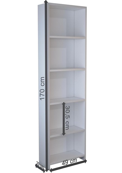 Rafli Kitaplik Seti Arkalikli Dar Raf Kutuphane 170 cm Beyaz fırsatları