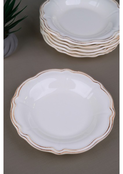 Porselen Antik Stoneware Çukur Tabak 22CM 6 Kişilik 6 Parça modelleri