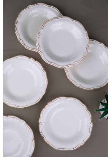 Porselen Antik Stoneware Çukur Tabak 22CM 6 Kişilik 6 Parça indirimleri