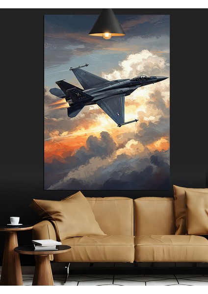 Gökyüzünde Uçan Savaş Jet Uçağı Dekoratif Kanvas - Mdf Ahşap Tablo indirimleri