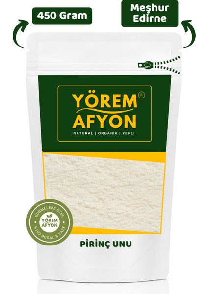Yörem Afyon Meşhur Edirne Yöresinden Organik Tarım Mahsulü Glütensiz Pirinç Unu, Tozu (Oryza Sativa) | 450GR.