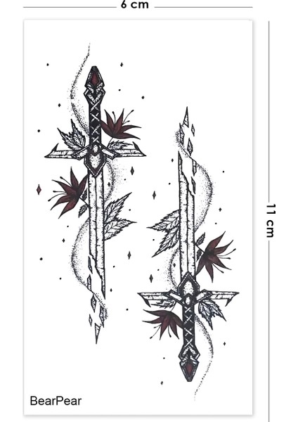 Mini Boy Geçici Dövme Kılıç Dövmesi Tattoo modelleri