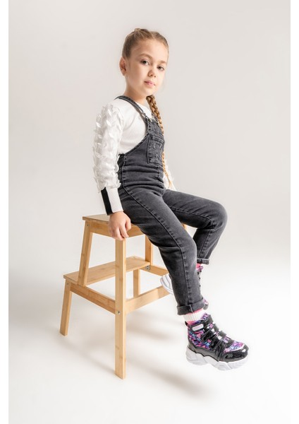 Kız Çocuk Siyah Suya Dayanıklı Anatomik Günlük Spor Bot