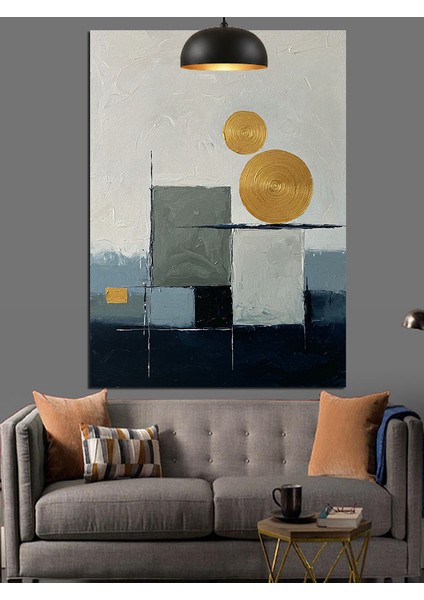 Minimalist Çizgilerle Güneş ve Kareler Dekoratif Kanvas - Mdf Ahşap Tablo fiyatları