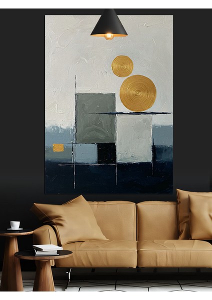 Minimalist Çizgilerle Güneş ve Kareler Dekoratif Kanvas - Mdf Ahşap Tablo fırsatları
