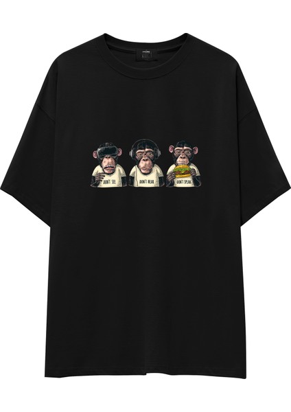 Diplomatic Monkeys Oversize Tişört - Siyah