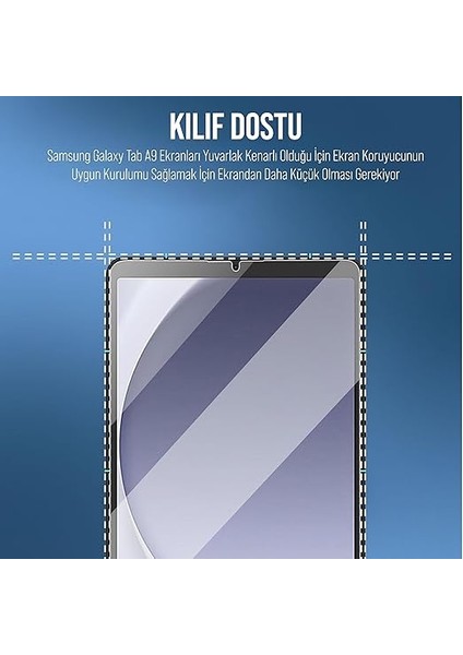 Samsung Tablet Için Tasarlanmış Uçtan Kenara Kapsama Tam Koruma Dayanıklı Temperli Cam (Galaxy Tab A9 X110) fırsatları