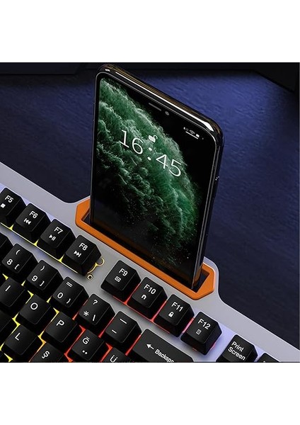 KB123 USB Kablolu Oyuncu Klavye - Rainbow Efektli, Mekanik Hisli Sessiz, Membran Gaming Türkçe Q Klavye Metalik Gri indirimleri