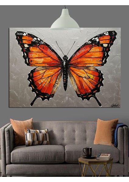 Muhteşem Kelebek Turuncu Kanat Dekoratif Kanvas - Mdf Ahşap Tablo modelleri
