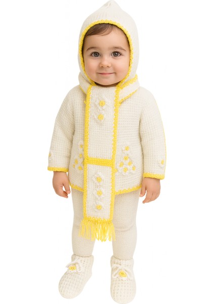 El Örgüsü 5’li Bebek Seti – Hırka, Yelek, Patik, Atkı ve Battaniye | fırsatları