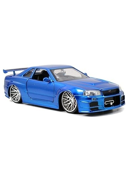 Toys Fast & Furious Fits Nissan Skyline Gt-R (R34) Die-Cast Car, 1:24 Scale Blue indirimleri