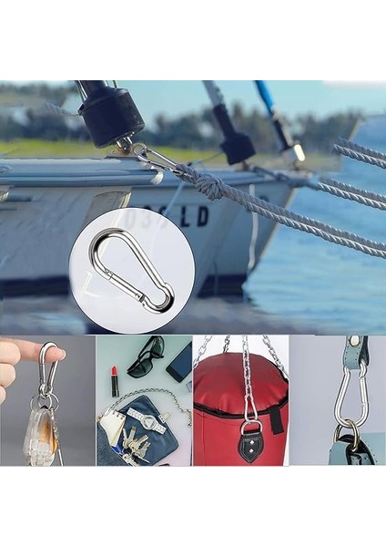 Karabina 12 mm Yaylı Kanca Paslanmaz Çelik Kilit Olta Dağcılık Kamp Malzemeleri Salıncak Anahtar Askı Kilidi 5 Adet fırsatları
