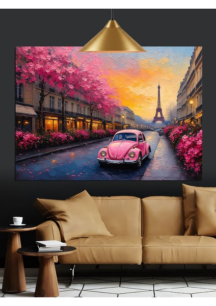 Paris Eyfel Kulesi Ağaçlı Yol Dekoratif Kanvas - Mdf Ahşap Tablo