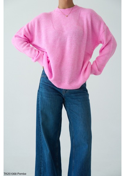 Kadın Bisiklet Yaka Basıc Kazak