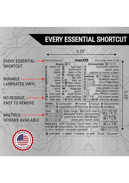 (2 Adet) Mac Os Kısayollar Etiketi | Macos Için Klavye Çıkartmaları | Dizüstü Bilgisayar Için Kalıntı Olmayan Lamine Vinil MacBook Hile Tablosu | MacBook Kısayolları 2025 (Şeffaf/siyah/2 fiyatları