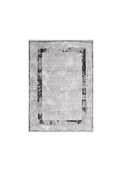 Mancha Çerçeveli Gri Polipropilen ve Polyester Makine Halısı