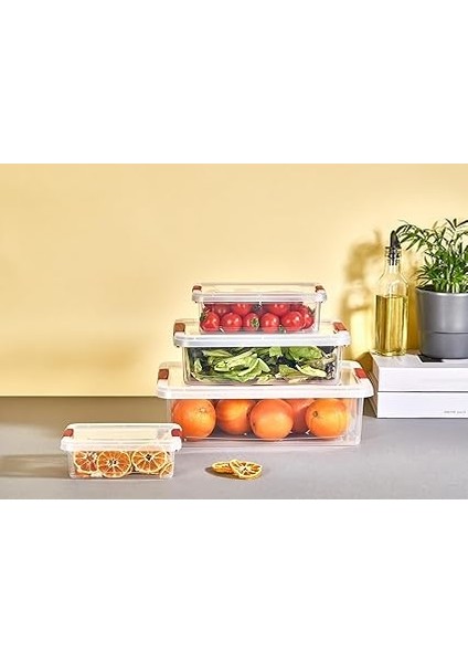 4'lü Kilitli Plastik Saklama Kabı Seti, Iç Içe Kilitli Plastik Erzak Saklama Kabı | Iç Içe Istiflenebilir, Yer Tasarrufu fiyatları