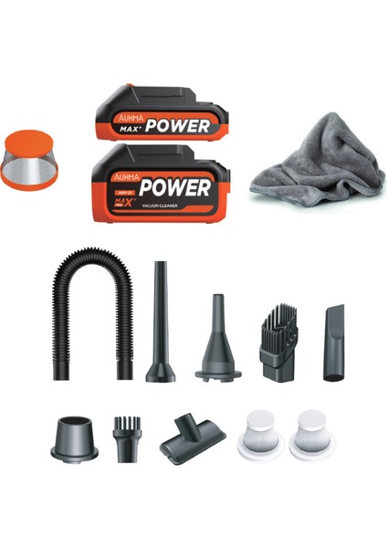 25.000MAH Çift Bataryalı Auhma 20.000PA Ultra Çekim Güçlü Çantalı Araç Temizleme Süpürgesi