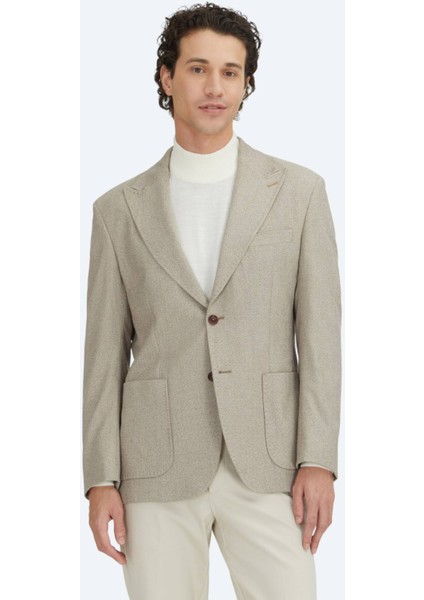 Kahverengi Kareli Modern Fit Ceket