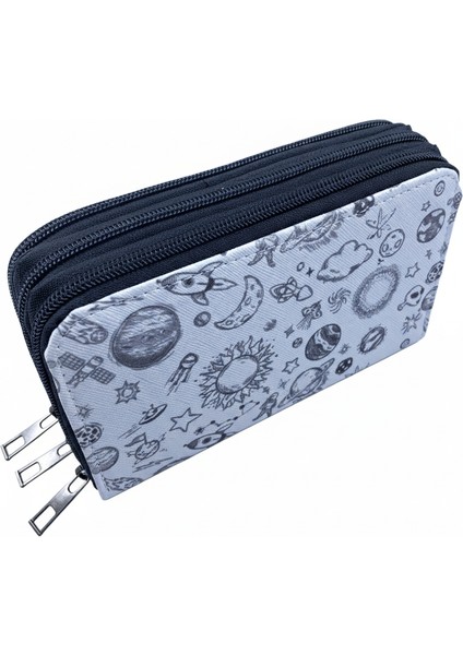 Üç Gözlü Lastikli Kalemlik Gezegenler Beyaz