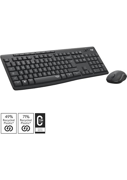 MK295 Kablosuz Sessiz Klavye Mouse Seti, Silenttouch Teknolojisi, Gelişmiş Optik Izleme, Sıvı Dökülmesine Dayanıklı, 10 M Kullanım Mesafesi, Türkçe Q Klavye, Siyah fiyatları