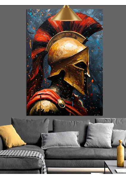 Antik Savaşçı Miğferi ve Zırh Detayı Dekoratif Kanvas - Mdf Ahşap Tablo