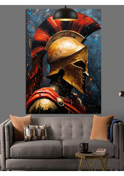 Antik Savaşçı Miğferi ve Zırh Detayı Dekoratif Kanvas - Mdf Ahşap Tablo modelleri