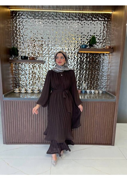 Zarif Katmanlı Kemerli Detaylı Şık Elbise ELB16074 fiyatları