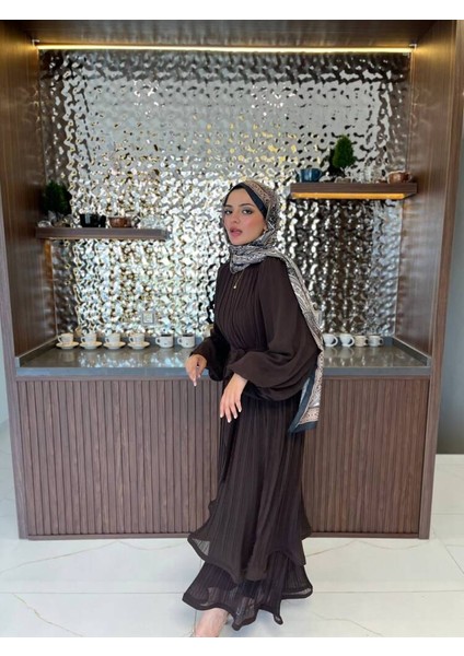 Zarif Katmanlı Kemerli Detaylı Şık Elbise ELB16074 fırsatları