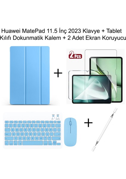 Yesnıce Huawei Matepad 11.5 Inç 2023 Uyumlu Standlı Kılıf ve Dokunmatik Kalem ve Klavye ve Mouse