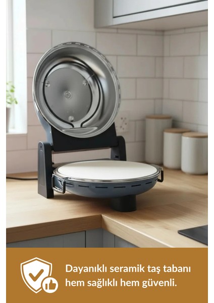 Çok Amaçlı Taş Fırın | Pizza, Lahmacun, Ekmek ve Tandır Yapma Makinesi – 31 cm Doğal Taş Antrasit fırsatları