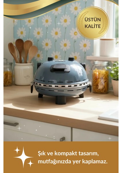 Çok Amaçlı Taş Fırın | Pizza, Lahmacun, Ekmek ve Tandır Yapma Makinesi – 31 cm Doğal Taş Antrasit indirimleri