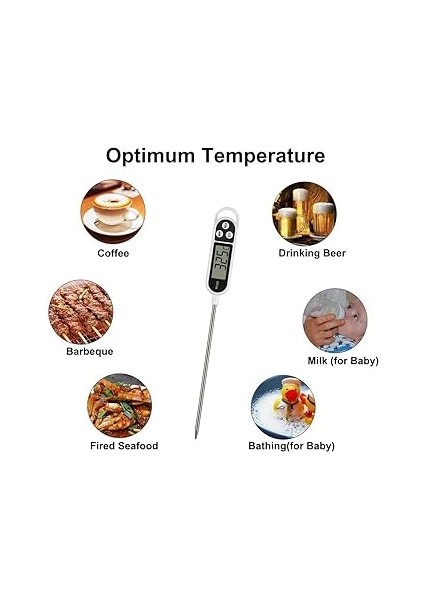 Anında Okuma Dijital Et Termometresi Uzun Prob Otomatik Kapatma LCD Ekran Mutfak Termometresi Barbekü Et Şeker Süt Su Reçeli Izgara Için fırsatları