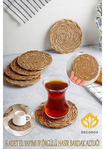6 Adet El Yapımı Yuvarlak Hasır Bardak Altlığı - Fincan, Çay ve Kupa Altlığı - 10CM fiyatları
