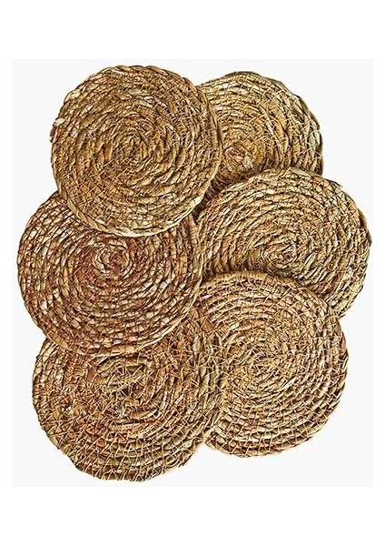 6 Adet El Yapımı Yuvarlak Hasır Bardak Altlığı - Fincan, Çay ve Kupa Altlığı - 10CM fırsatları