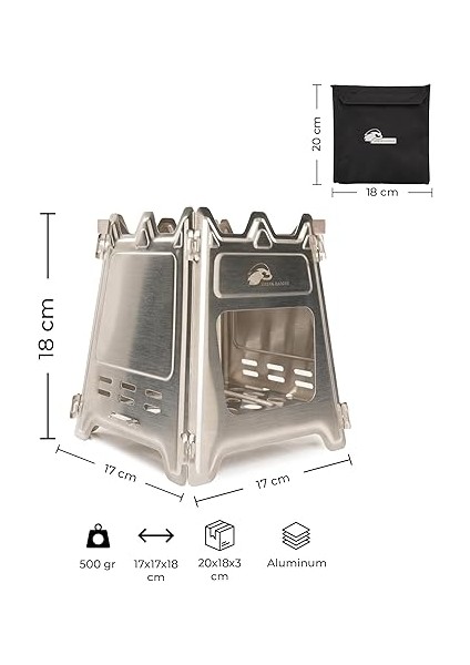 Badger Ares Paslanmaz Inox Ateş Kutusu, Çantalı, Dayanıklı Kamp Ekipmanları, Kamp Aksesuarları, Açık Hava Sporları, Doğa Sporları, Yürüyüş modelleri