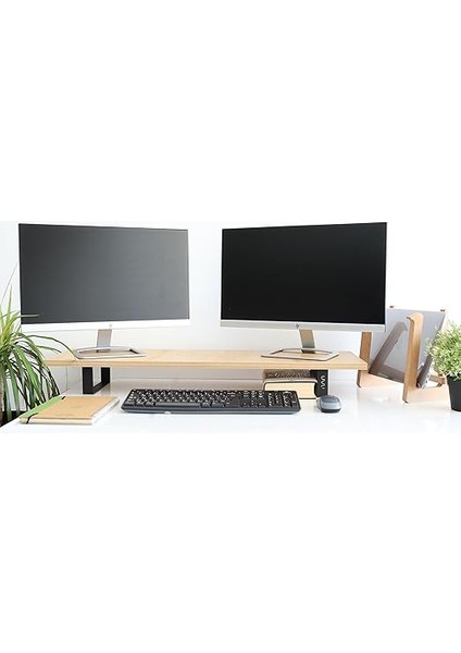 Dual Monitör Standı – Ikili Monitör Standı – Monitör Yükseltici – Mdf Lam – Safir Meşe – Wms2 indirimleri