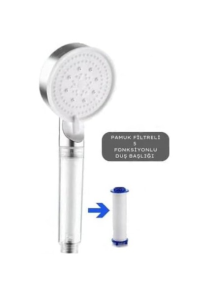 Turbo Filtreli Duş Başlığı, Yüksek Basınçlı Filtreli El Duşu, 5 Fonksiyonlu Filtreli Duş Başlığı, Filtreli El Duşu (Chrome) fiyatları