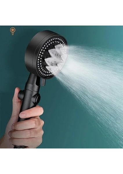 Turbo Pervaneli Basınçlı Duş Başlığı Seti | 5 Fonksiyonlu Sprey Modu, Ergonomik Tasarım, 150 cm Esnek Hortum ve Mafsallı Tutucu, Yüksek Basınç Su Tasarruflu Duş Sistemi modelleri