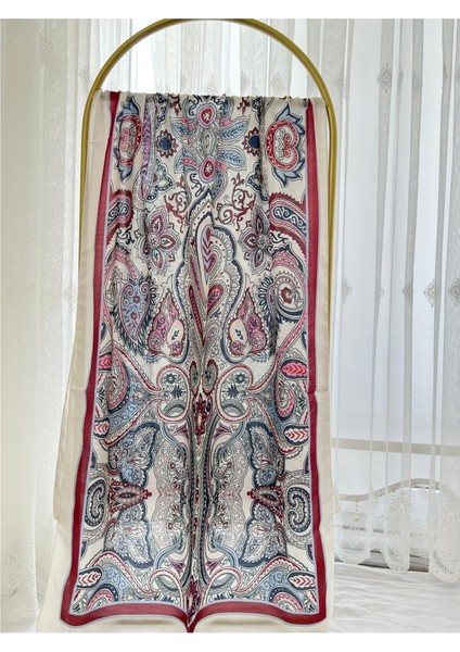 Retro Desen Pamuk Şal Bordo fırsatları