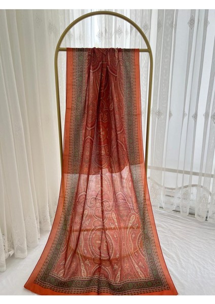 Retro Desen Pamuk Şal Turuncu modelleri