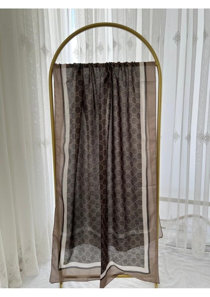 Retro Desen Pamuk Şal Haki